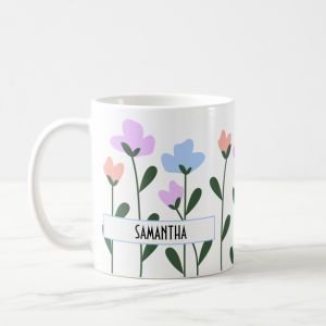 pastel floral mug - personalize with your name