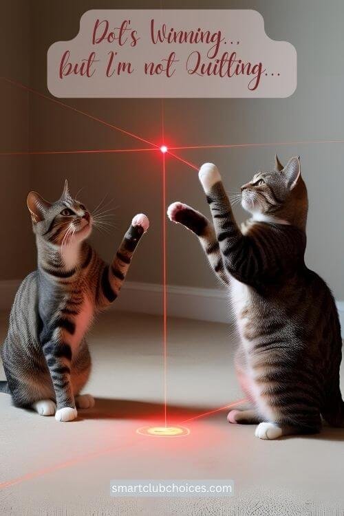 Cats playing with laser beams